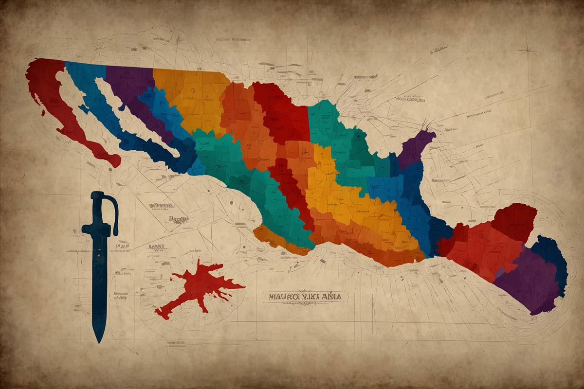 Map showing knife possession laws across different states in Mexico
